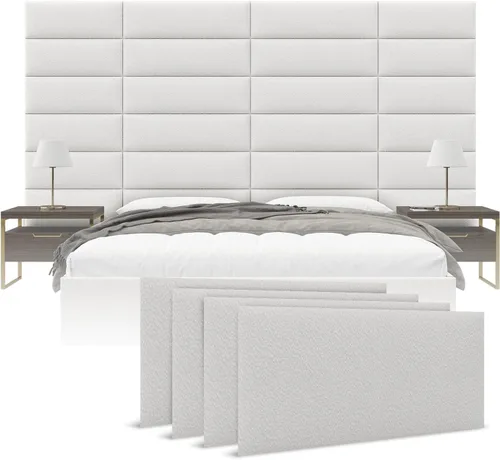 Vista 26 de Vänt - Paneles tapizados de pared, cabeceros de pared tamaño Queen/Full, color beige boucle, juego de 4 paneles