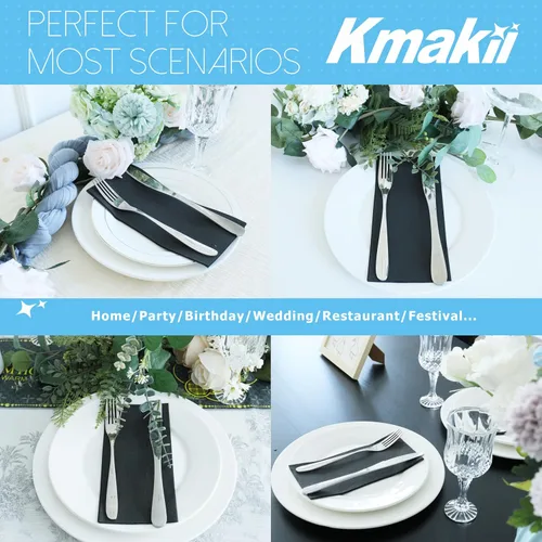 Vista 5 de KMAKII Servilletas desechables negras para cena, servilletas de tela como servilletas de papel de lino, toallas de mano de papel para baño, bodas