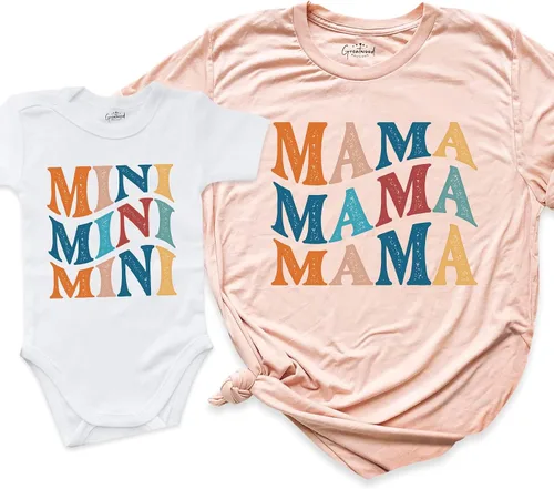 Vista 7 de Mama Mini Set Shirt, Retro Mama Shirt, Mommy and me Shirt, Matching Mommy and Me Shirt, Mommy and Me Outfits, Mom and Daughter Shirts, Mothers Day