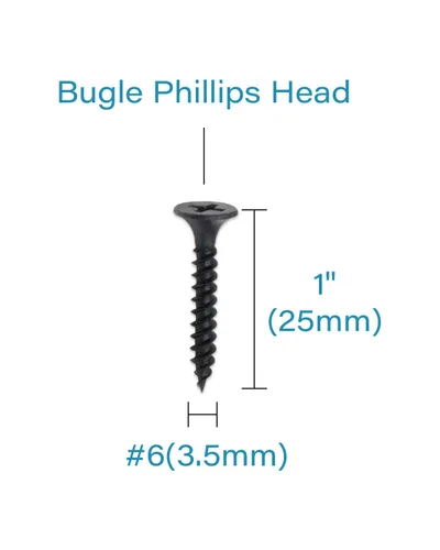 Vista 3 de IMScrews Tornillos Phillips de cabeza plana #6 x 1 para paneles de yeso de rosca fina, tornillo de madera de punta afilada, acero al carbono 1022A