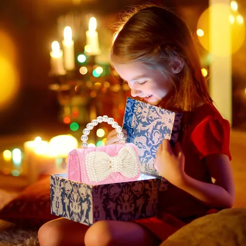 Vista 7 de Regalos para niñas pequeñas, lindo bolso para niños y bebés, con lazo brillante, bolsos pequeños cruzados, bolsas de hombro, juguetes y regalos