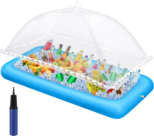 Vista 11 de [Usado] Leitee - Bandeja de hielo inflable con tapón de drenaje, 3 unidades, color negro Mesh Food Cover, Drink Containers and Inflator for Quick