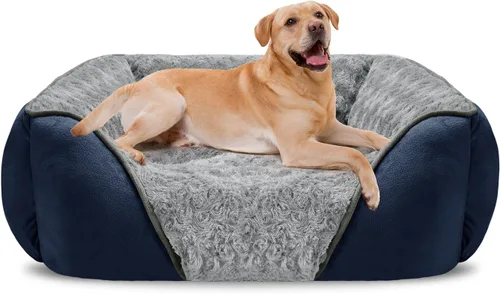 Vista 39 de INVENHO Cama para perros pequeños para perros medianos a grandes, rectangular, ortopédica, suave, relajante, duradera, con parte inferior