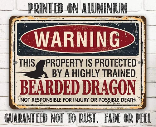 Vista 6 de Bearded Dragon Metal Sign (12x18 Protected By Bearded Dragon)