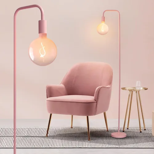 Vista 11 de ONEWISH Lámpara de pie para sala de estar, lámpara de pie minimalista con bombilla LED moderna, vidrio blanco esmerilado de 6 pulgadas, 1800 K