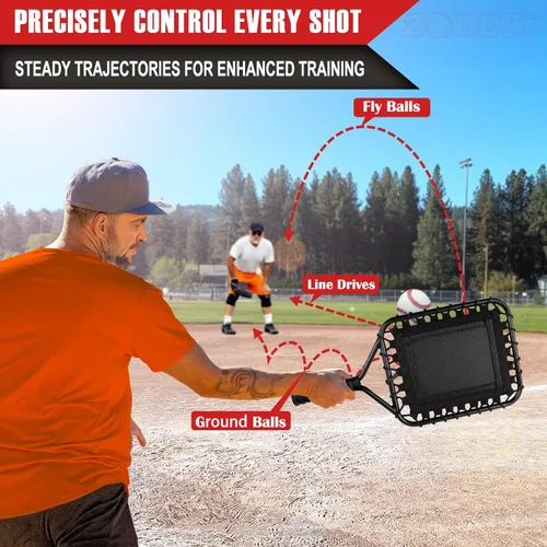 Vista 3 de Raqueta de béisbol para pelotas de mosca, tierra y unidades de línea. Bate fungo de softbol/béisbol para entrenadores y padres para ayudar