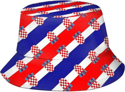 Vista 9 de Sombrero de pescador croata con bandera de Croacia, gorra de pescador croata para exteriores para mujeres y hombres Bandera de Croacia-g006