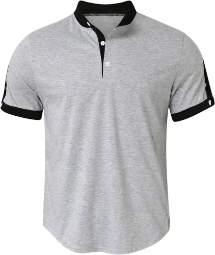 Vista 4 de Camisas polo casuales para hombre, camisa con botones, blusa de verano de manga corta, manga raglán, camisetas clásicas