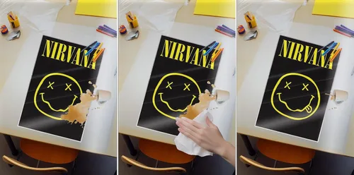Vista 3 de Nirvana - Juego de póster musical de 3 piezas (Logo - Smiley, Kurt, Krist & Dave In Bathroom, Kurt Live On Stage) (Tamaño: 24" x 36" cada uno)