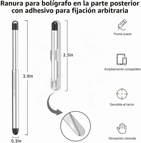 Vista 2 de Lápices capacitivos con ranura para lápiz para pantallas táctiles, lápiz capacitivo universal de alta precisión para iPad, iPhone, tabletas, Samsung