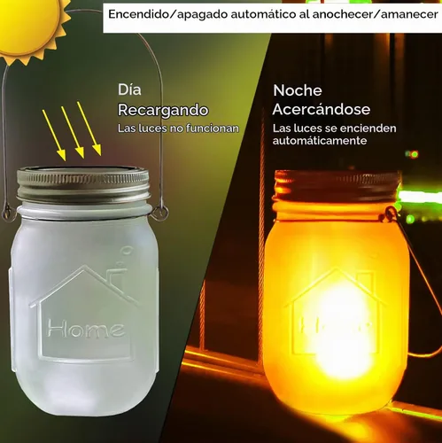 Vista 5 de Luces solares de antorcha parpadeante, paquete de 6 linternas parpadeantes impermeables para bailar, tarro de cristal integrado, patio al aire