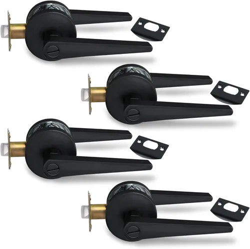 Vista 13 de MD8820-DB-BK-1P - Manija de puerta de privacidad sólida para dormitorio y baño, acabado negro mate