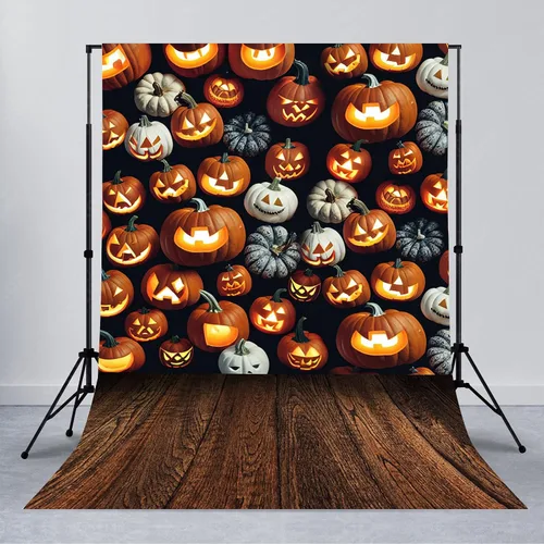 Vista 8 de Avezano Telón de fondo para fotografía de Halloween, faroles de calabaza aterradores, tablero de madera, telón de fondo de Halloween, retrato