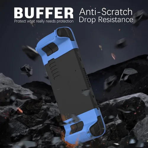 Vista 5 de Funda protectora de silicona compatible con Steam Deck, funda con mango de textura antideslizante para cubierta de vapor, cubierta anticolisión