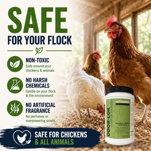 Vista 2 de Healthy Ponds Dr. Connie's Odor Lok Coop Desodorizador Reduce naturalmente los olores de Coop Control de olores para gallineros de patio trasero