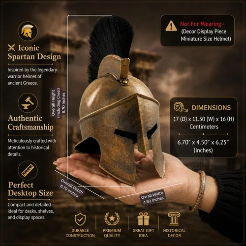 Vista 2 de Colección Royal Heritage: Nagina International - Casco romano espartano griego rey Leonidas en miniatura, auténtica réplica de películas 300