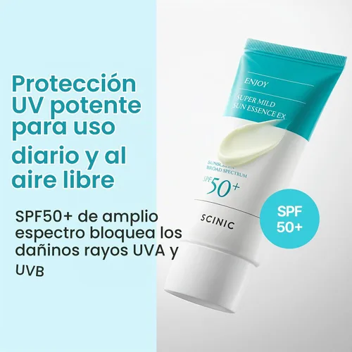 Vista 3 de SCINIC Enjoy Super Mild Sun Essence EX 1.69 fl oz (1.7 fl oz) SPF 50+ Protector solar ligero, de rápida absorción e hidratación, cuidado
