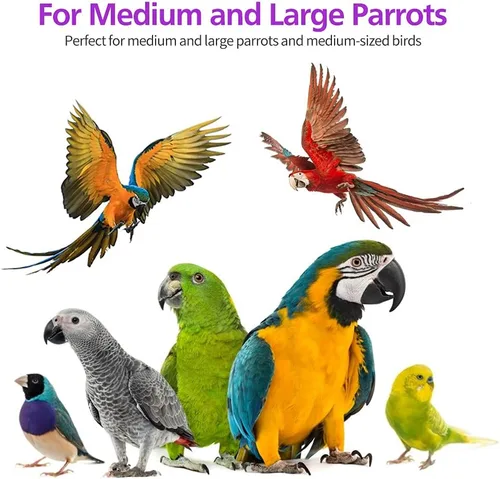 Vista 5 de RUBY.Q - Juguete grande de loro de 20 pulgadas, multicolor de madera natural para masticar pájaros para guacamayos grandes de Amazon Parrots, gris