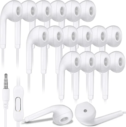 Vista 8 de Xinnun Paquete de 50 auriculares con cable con micrófono para estudiantes Negro