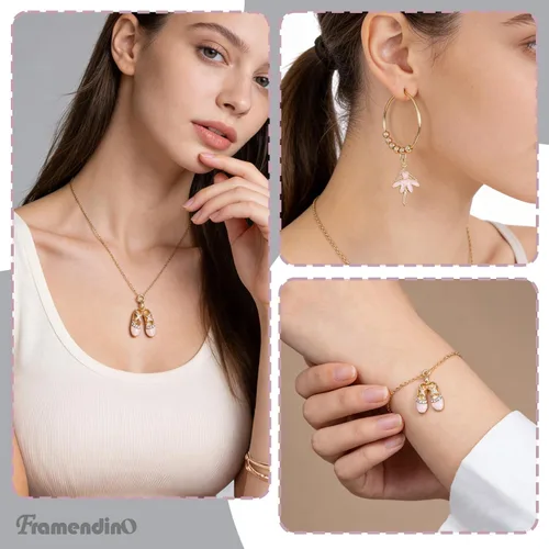 Vista 6 de Framendino, Esmalte Ballet Girl Charm Ballet Shoes Colgante Ballet Girl Colgante Ballet Girl Colgante para collar, aretes, pulsera, joyería artesanal