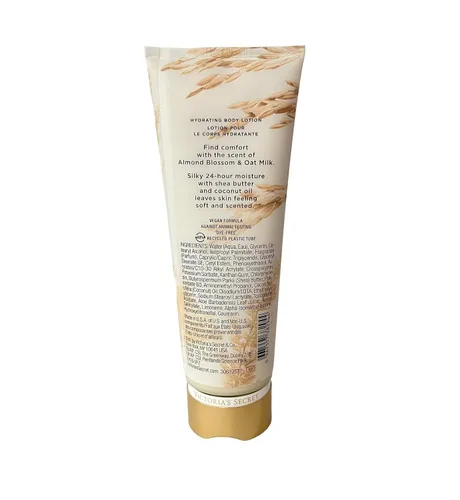 Vista 2 de Victoria's Secret Almond Blossom & Oat Comfort Loción corporal hidratante las 24 horas con manteca de karité 8 onzas líquidas