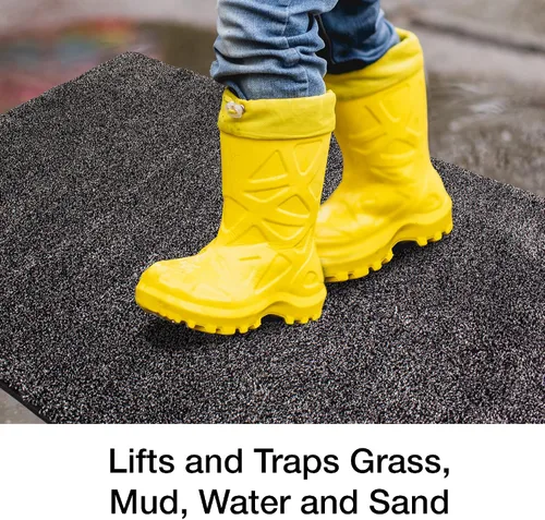 Vista 5 de Eurow Trek N' Clean - Tapete de tracción de microfibra suave y afelpada, súper absorbente, de secado rápido, tapete antideslizante para entrada Gris