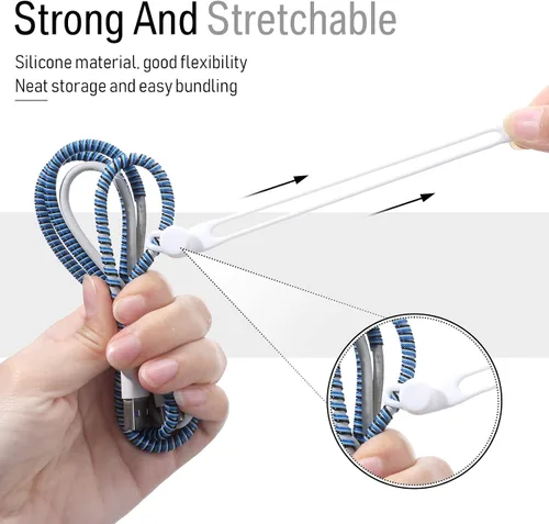 Vista 5 de Nuanchu 40 bridas de silicona reutilizables, correas ajustables, organizador de cables de carga multiusos para sujetar cables de carga