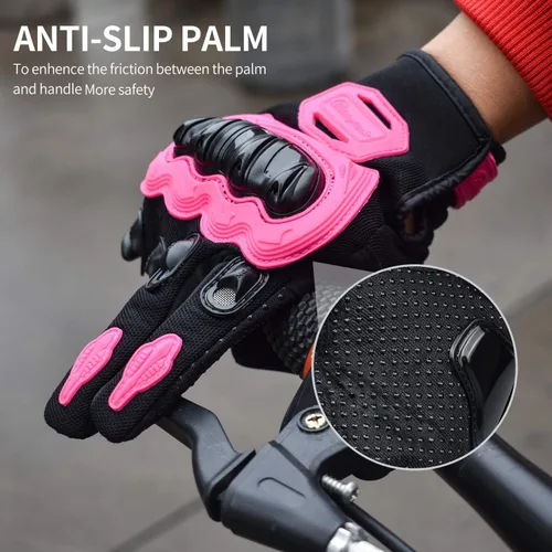 Vista 5 de Guantes de motocicleta para mujer con pantalla táctil, para verano, motocicleta de tierra, guantes de dedo completo, carreras en carretera