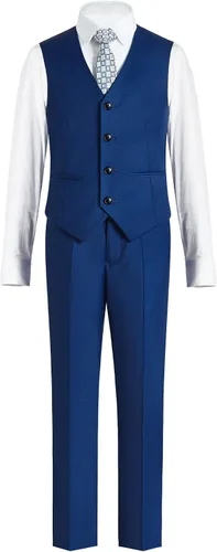 Vista 6 de Traje de chaleco para niño de 4 piezas, ajustado, chaleco y pantalones, conjunto de ropa de vestir con anillo