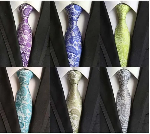 Vista 119 de WeiShang Lote de 6 corbatas clásicas de seda para hombre, corbatas tejidas jacquard