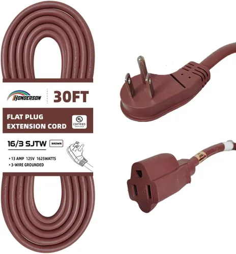 Vista 13 de Cable de extensión de enchufe plano para interiores, certificación UL, calibre 14, 3 pies, negro, 3 clavijas, resistente, cable de alimentación SJTW