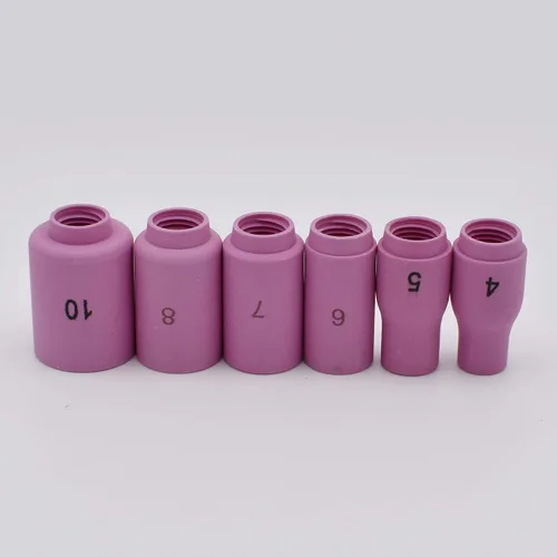 Vista 6 de Boquilla de taza de cerámica de alúmina 12PCS 13N08 13N09 13N10 13N11 13N12 13N13 (4-5-6-7-8-10) para antorcha de soldadura TIG 9,20 y 25, morado