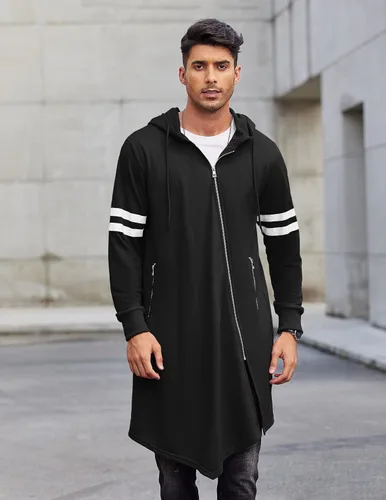 Vista 4 de Coofandy - Sudadera larga con capucha moderna, para adolescente hombre