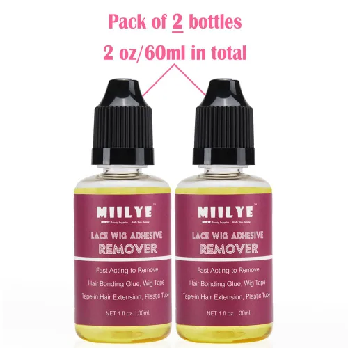 Vista 9 de MIILYE Removedor de pegamento para peluca, 2 botellas, removedor de extensiones de cabello con cinta Solvente para residuos adhesivos, peluca