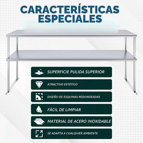Vista 2 de NSF - Estantería doble de acero inoxidable