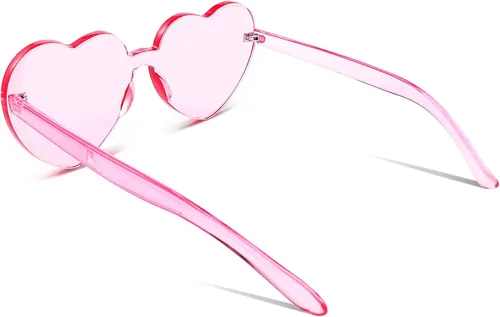Vista 2 de FEISEDY Gafas de sol sin montura en forma de corazón para mujer, gafas de amor a la moda B2419