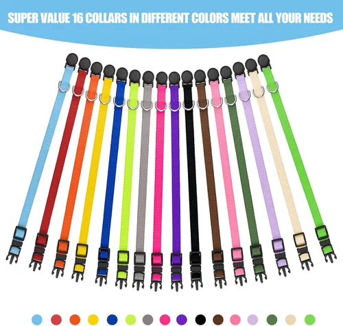 Vista 2 de 16 collares para cachorros, collares de hebilla de seguridad para la arena, collares ajustables de nailon para cachorros pequeños, collares de parto