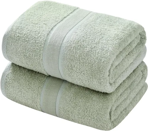 Vista 21 de Aibaser Toallas de baño, 27 x 54 pulgadas, naturales, ultra absorbentes, para baño, viajes, gimnasio, ducha y spa (juego de 6 piezas) (azul)