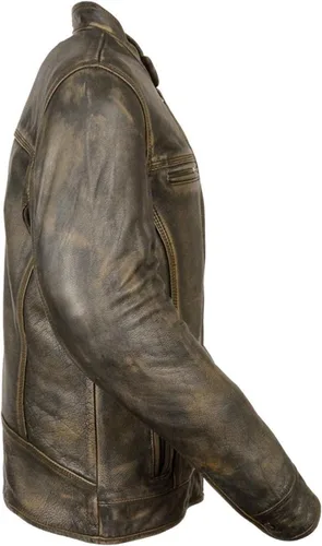 Vista 2 de SKY-SELLER Cafe Racer Brown Leather Jacket Men - Brown Real Lambskin Leather Biker Jacket
