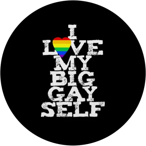 Vista 3 de Rainbow Heart I LOVE MY BIG GAY SELF self care esteem rights PopSockets Adhesive PopGrip