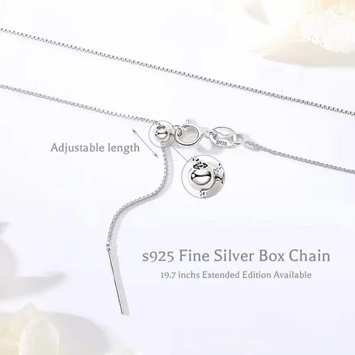 Vista 6 de Collar con colgante de cristal de plata de ley 925, collar de cristal curativo ajustable para mujer