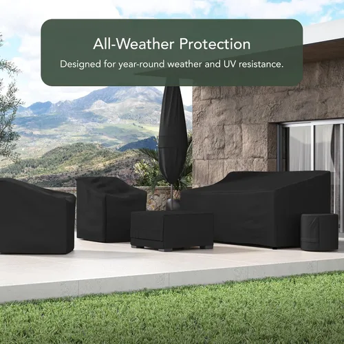 Vista 3 de Covermates Funda para sofá de patio al aire libre, poliéster resistente, resistente a la intemperie, dobladillo con cordón, fundas para asientos