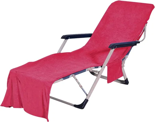 Vista 5 de Muka Funda de microfibra para silla de playa y piscina, bolsillo práctico, 29 x 83 pulgadas, color blanco