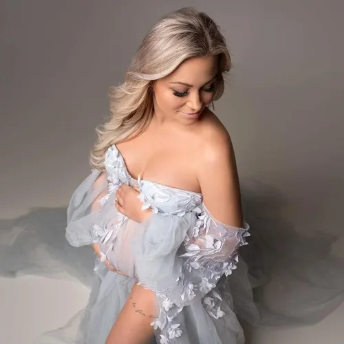 Vista 5 de Vestidos de maternidad de manga larga para sesión de fotos, lencería, batas de novia, vestido de embarazo, vestido de baby shower
