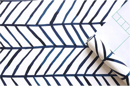 Vista 10 de HAOKHOME Papel tapiz azul marino para despegar y pegar, diseño moderno a rayas para baño, decoración extraíble de espiga de 17.7 pulgadas x 9.8 pies