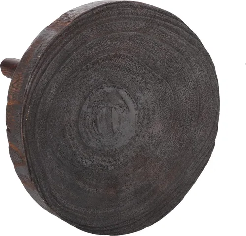 Vista 7 de Taburete de madera para plantas, soporte bajo para plantas, soporte redondo para macetas elevadoras, soportes para múltiples plantas, soporte Marrón