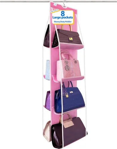Vista 13 de Organizador de bolso, nuevo mejorado más grande, organizador de bolso para armario, ganchos resistentes, almacenamiento de bolso, material duradero