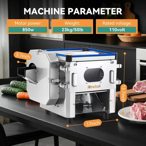 Vista 7 de Newhai máquina cortadora de carne comercial 2 en 1, rebanador de carne eléctrico de 3.5mm, rebanador y triturador de alimentos y verduras, 850W 110