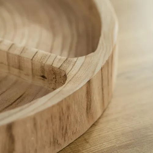 Vista 7 de Plato de madera con 3 seccionales, bandeja dividida para servir con acabado negro quemado, tabla de charcutería Lazy Susan para mesa de comedor