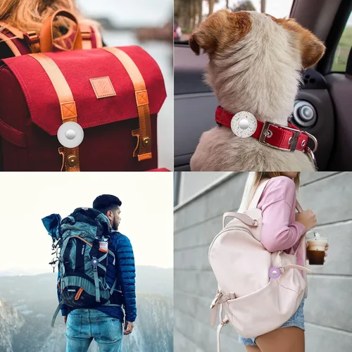 Vista 5 de Cibaabo - Soporte de AirTag para collar de mascota, con funda de silicona, para collar de mascota de 0.8 a 1.2 pulgadas